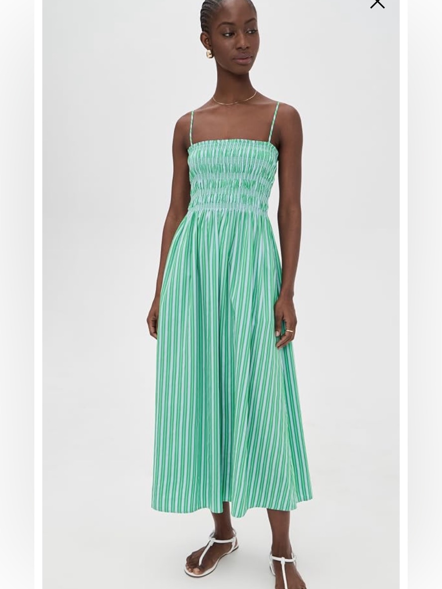 Pistola Bianca Dress - Green Stripe Cotton Dress